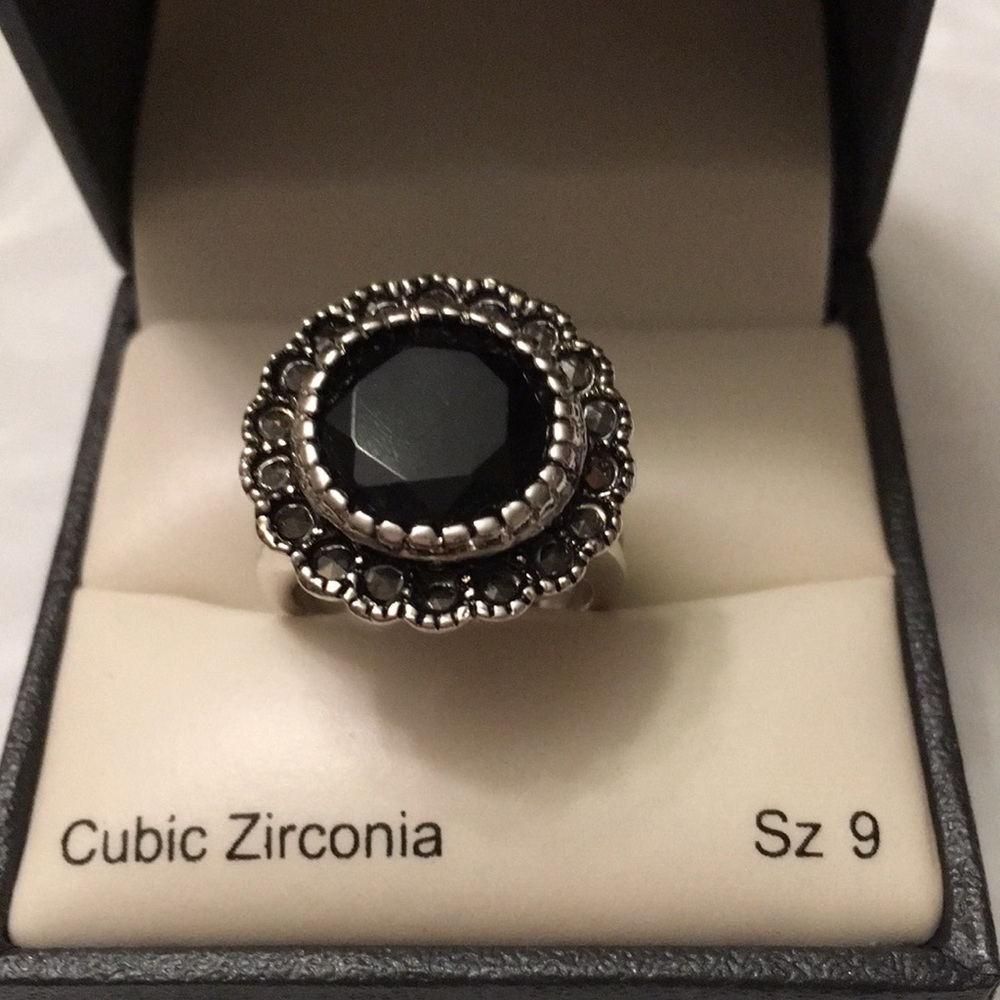 Black Vintage Cubic Zirconia Ring by CBC